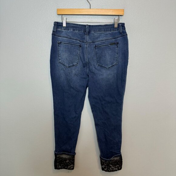 CHICO'S so slimming diamond fit sequin lace cuff girlfriend ankle jeans size 0.5 - Picture 6 of 7